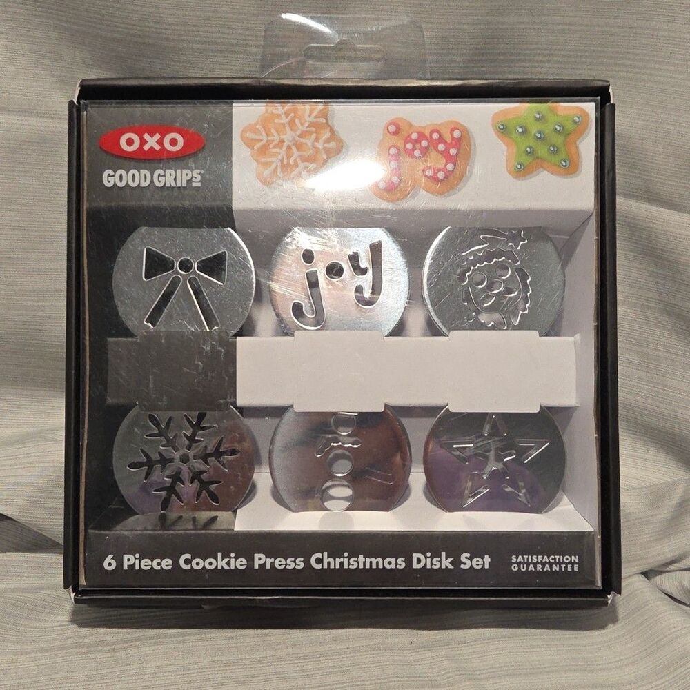 OXO Good Grips 6 Piece Cookie Press Disk Set Christmas Disk Set New In Box